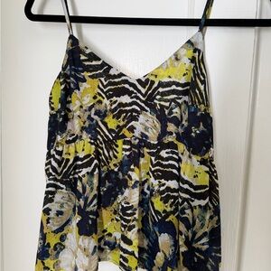 BB Dakota Yellow Navy Floral Zebra Print Camisole